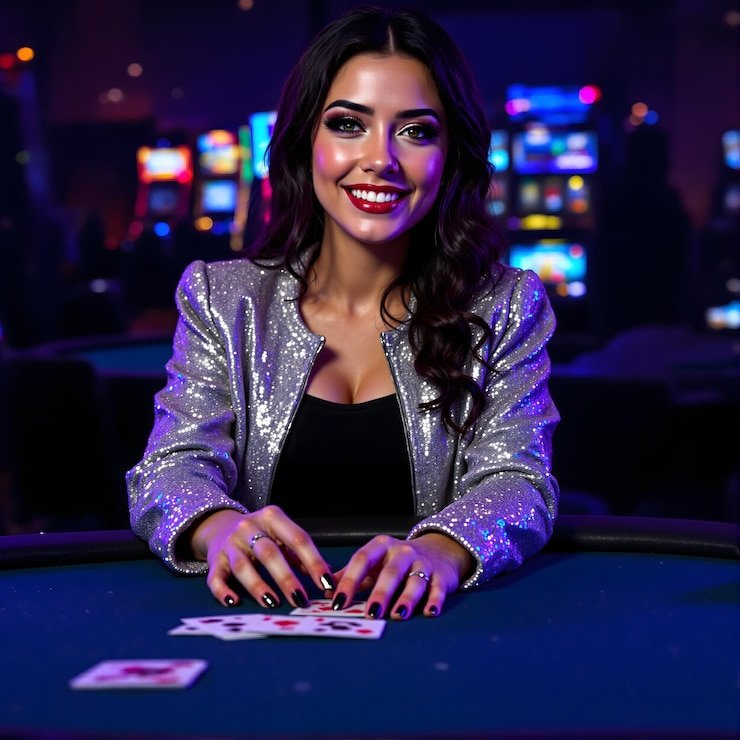 Antarmuka permainan Caribbean Stud Poker di platform kapaljudi dengan dealer langsung